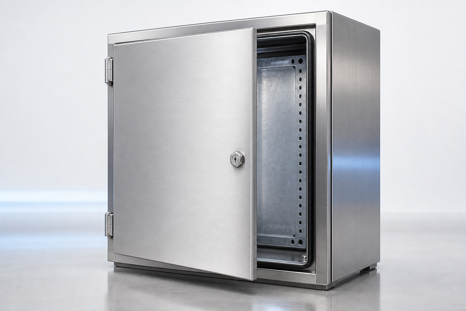 Quadro para painel el&eacute;trico em a&ccedil;o inox projetado para prote&ccedil;&atilde;o IP54